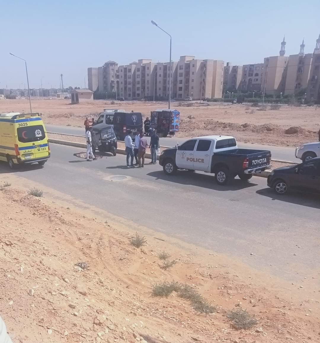 Photo: Giza security forces finds the body of a driver in the 6th of October city last week. Source: Social Media ©