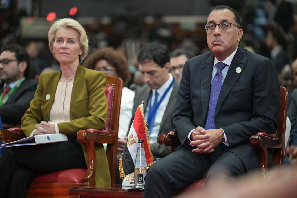 Photo: European Commission President Ursula von der Leyen with Egyptian Prime Minister Mostafa Madbouly. Simon Maina/AFP via Getty Images