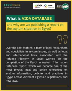 What is AIDA DATABASE and why are we publishing a report on the asylum situation in Egypt?